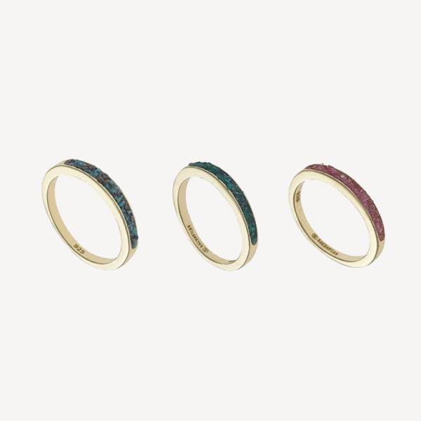 Anillos de plata de ley 925 bañados en oro de 18 k con piedras preciosas verdes, azules y fucsias magari venezia