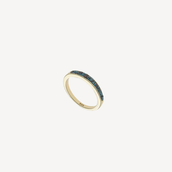 Anillo de plata de ley 925 bañado en oro de 18 k con piedras preciosas verde magari venezia