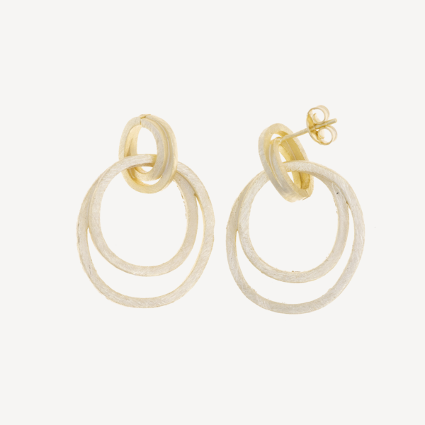 Double Smile Earrings. Plata de Ley de 925 bañados en oro de 18k. Satinados