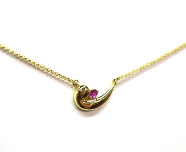 Collar gondola magari venezia plata de ley 925 bañado en oro de 18k con circonita fucsia