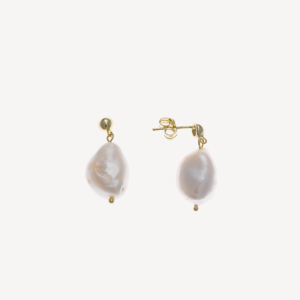 SIMPLE PEARL PENDIENTES PERLA PLATA DE LEY BAÑADO ORO 18K MAGARI VENEZIA